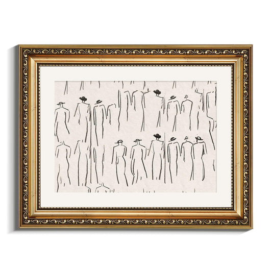 VIYYIEA Gold Framed Wall Art Canvas Print Home Decor Abstract Wall Art Room Decor Minimalist Portrait Artwork Shelf Decorations Vintage Bathroom Prints Line-Drawn Pictures Farmhouse Office 11x14in