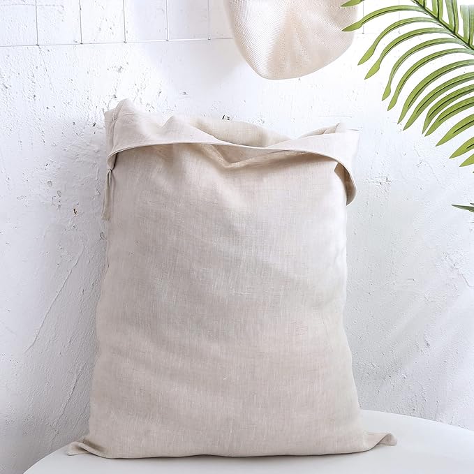 Amazhiyu Pure Linen Over The Door Laundry Hanging Hamper Bag