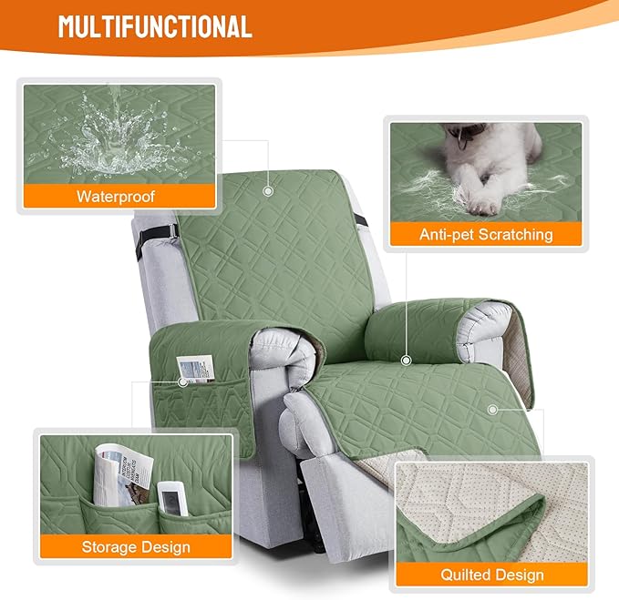 VANSOFY 100% Waterproof Recliner Chair Covers, Recliner Cover Non-Slip Dog