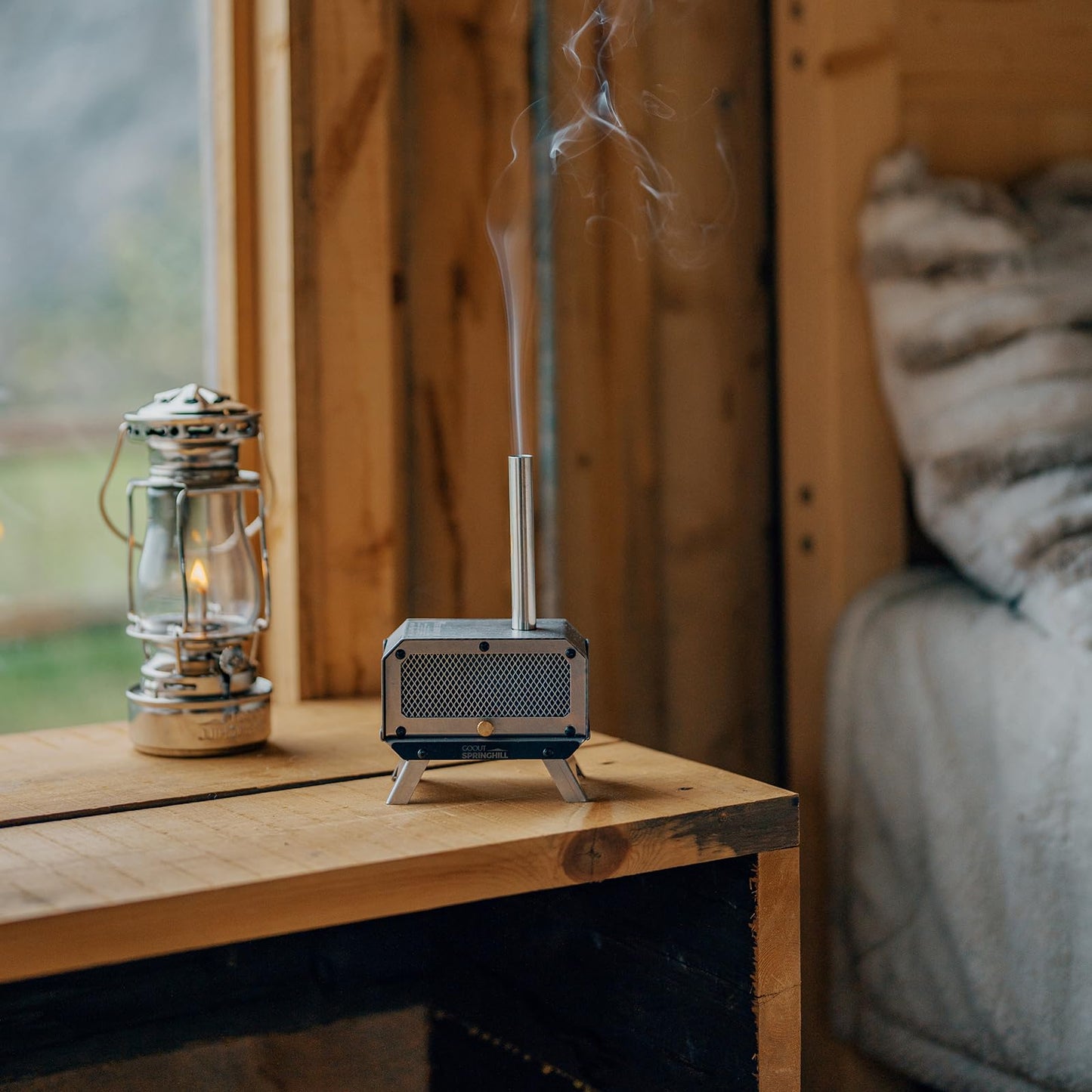 GOOUT SPRINGHILL Incense Burner & Mini Portable Stove - Compact Foldable with Detachable Ash Catcher, 3.9x2.4x6.5 Inch Stainless Steel, Silver