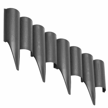Grey Lawn Edging Border Palisade - 2.5 metres / 8.2 ft Long - Garden Fencing with Wood Log Texture and Ground Stakes for Landscaping, Flower Beds, Patio, Lawn, Pavement Edge
