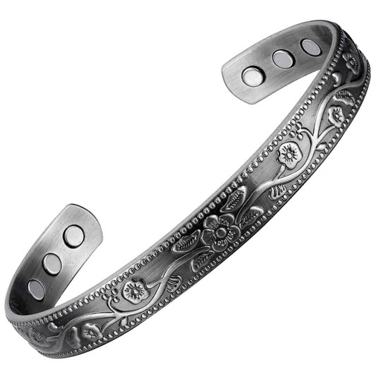 Earth Therapy Women's Iron Flower Magnetic Bracelet - Adjustable Sport Band with Ultra Strength Magnets