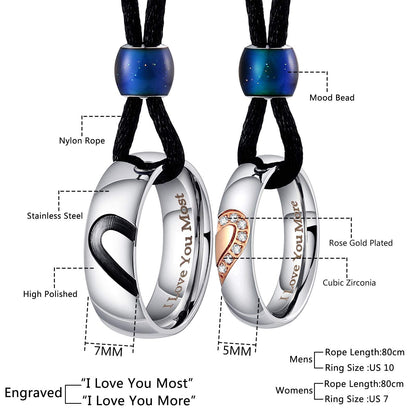 Aienid Love Necklace Silver,Puzzle Heart Pendant Necklace Stainless Steel Engagement Gifts for Couples
