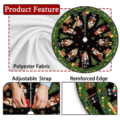 Nutcracker Christmas Tree Skirt 48 Inch Christmas Nutcracker Tree Collar New Year Winter Xmas Tree Decor Nutcracker Christmas Decorations for Home Party