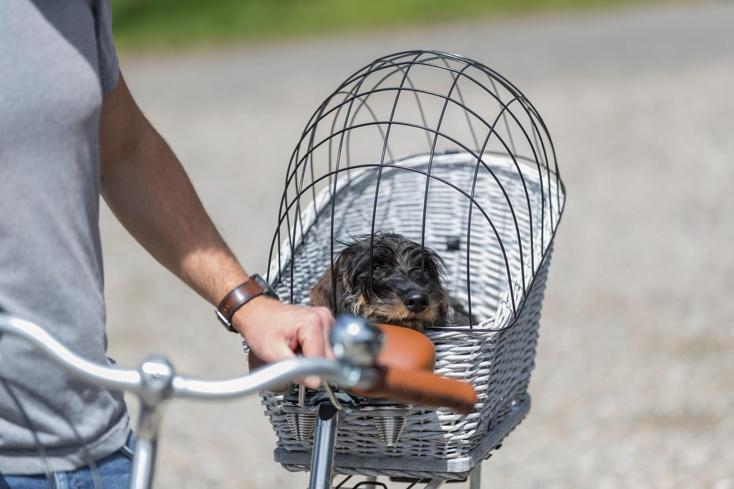 TRIXIE Bicycle Basket With Lattice for Rack, Willow/Metal, 35 x 49 x 55 cm, Grey, 2.259 kg