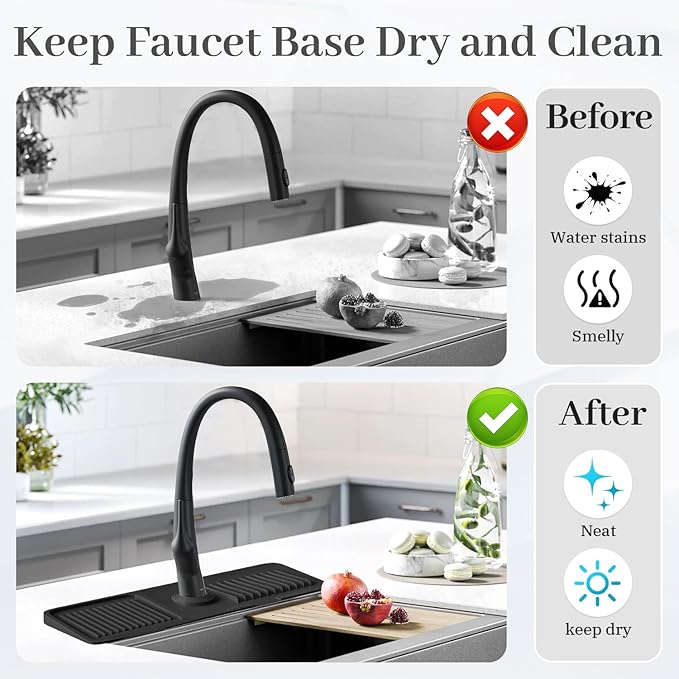 PoYang 17.7 Inch Faucet Mat for Kitchen Sink Splash Guard Behind Faucet