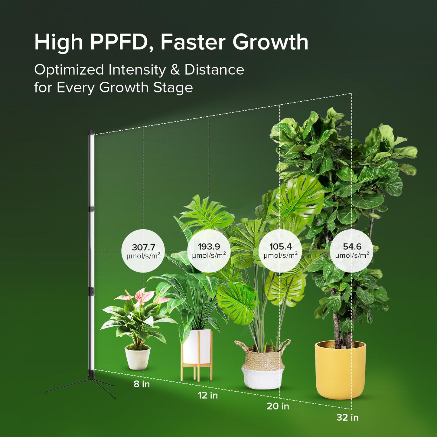 80W LED Grow Light for Indoor Plants, 3-Tier Standing Plant Light with 3/9/12H Timer, 5 Dimmable Levels, Full Spectrum Sunlike Grow Lamp for Seedlings, Potted, Tall & Large Houseplants in Room, Garden