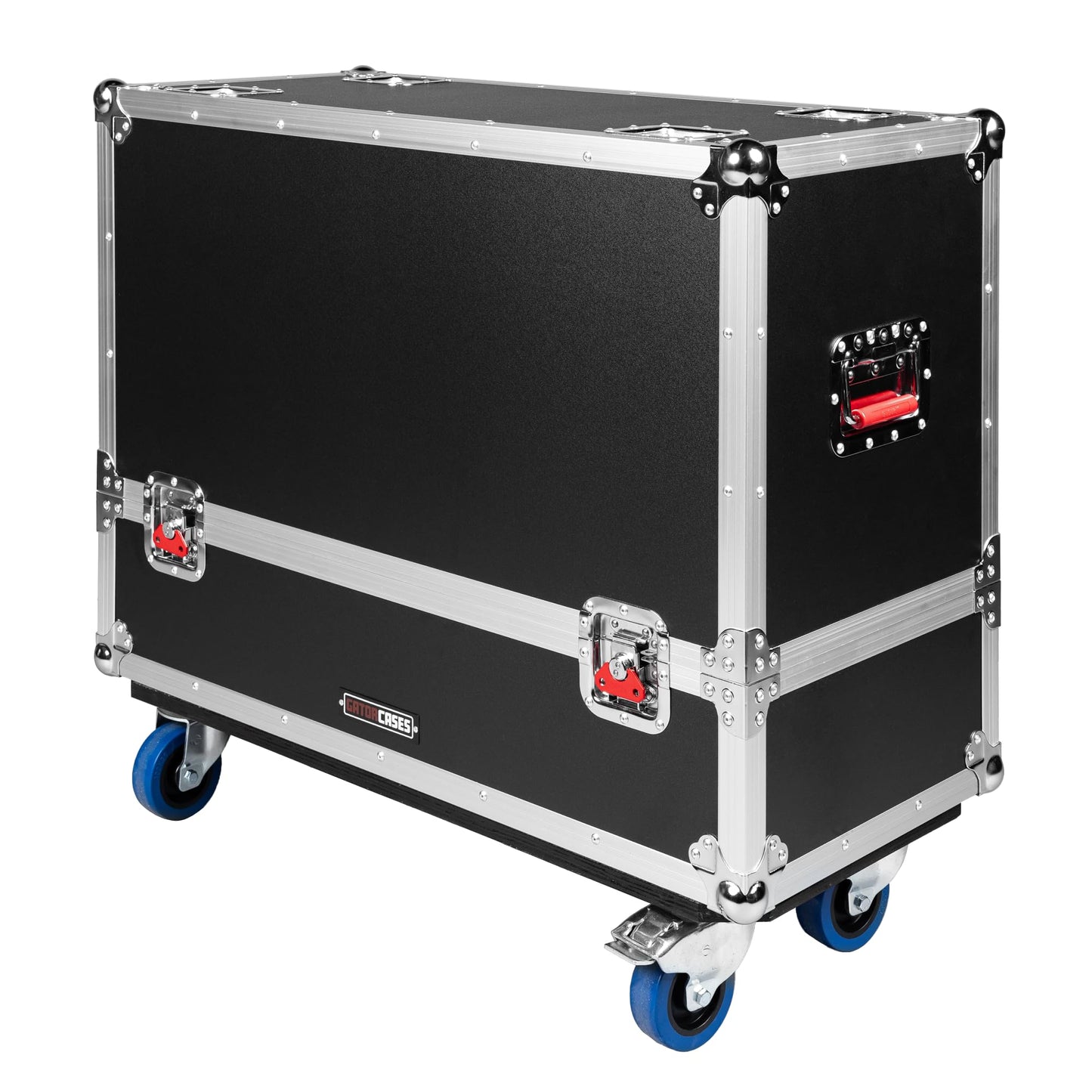 Gator Cases G-TOUR Series ATA Style Road Case for (2) QSC K12 Speaker Cabinets with Cable Storage and Heavy Duty 4" Casters, (G-TOUR SPKR-2K12)
