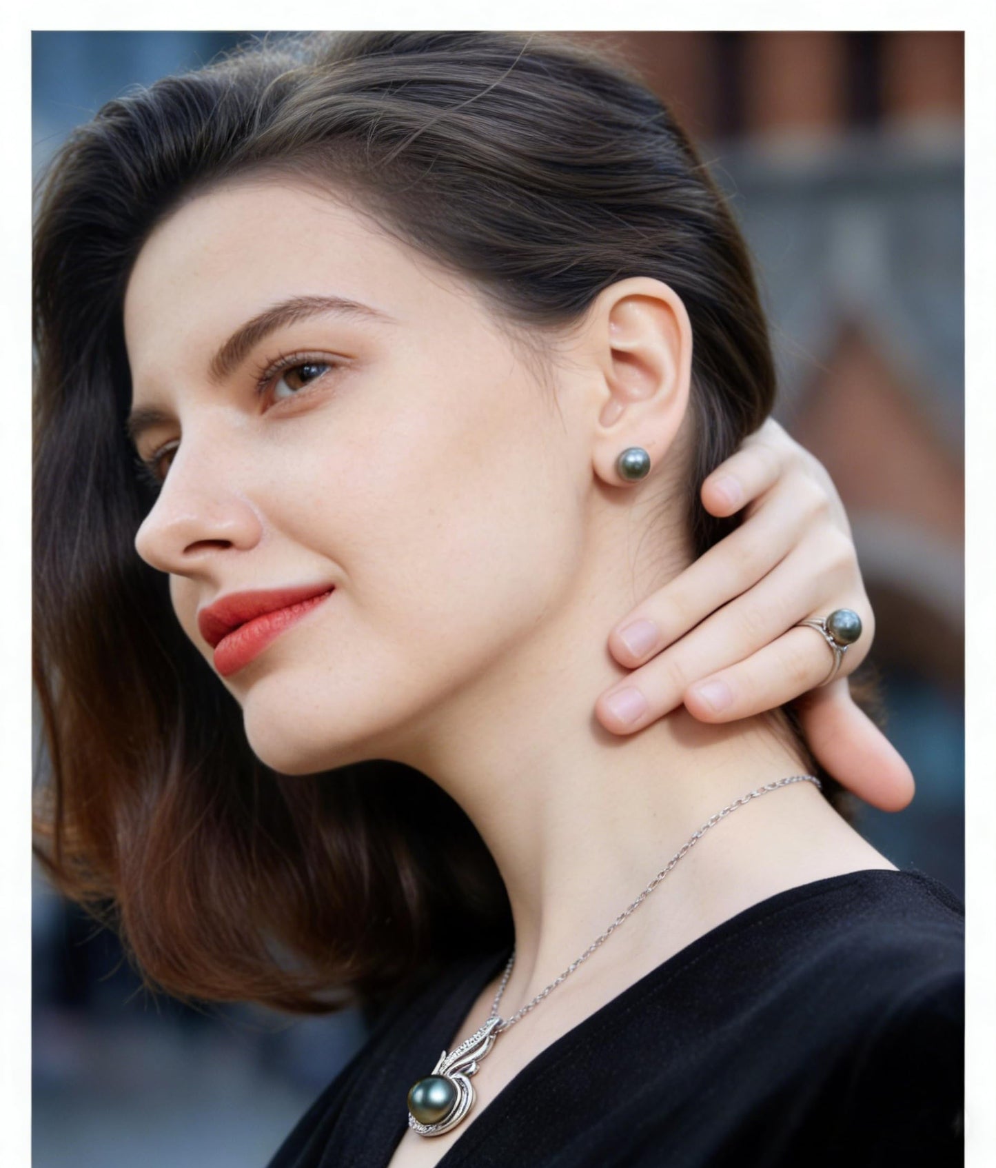 Tahitian Black Pearl Necklaces for Women-Pearl Phoenix Pendant-Christmas Mothers Day Valentine's Day Gifts Wife Mom Grandma Girlfriend Daughter Her Best Friend Birthday Anniversary Fine Jewelry