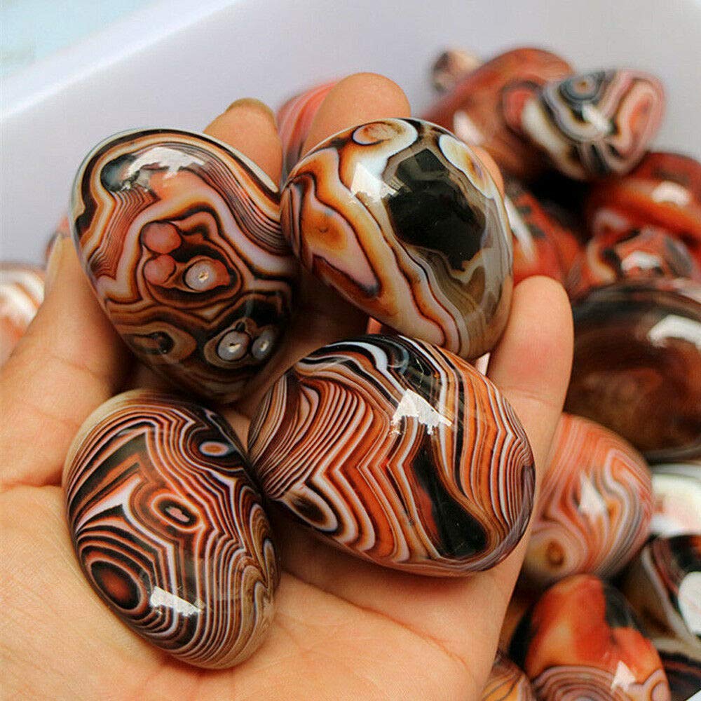 Banded Lace Agate Worry Stones, Natural Healing Crystals, Reiki Palm Stones for Meditation Yoga Relaxation Anxiety Relief Home Decor Madagascar Collection Gift 0.5 Pound