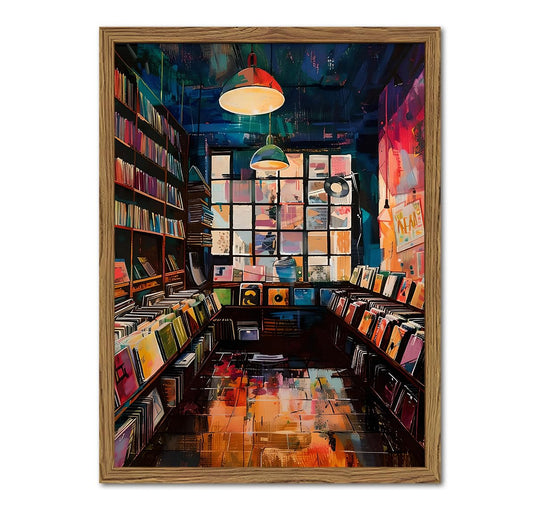 Vintage Album Record Wall Art Retro Album Cover Record Store Wall Painting Decor Modern Trendy Music Poster Canvas Prints for Living Room Bedroom Dorm 12x16 inch Wood Framed