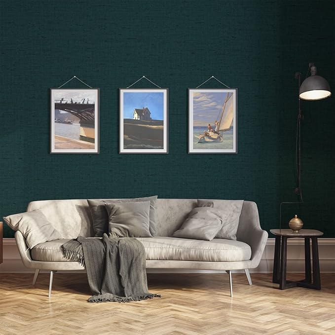 Dark Green Wallpaper Peel and Stick Textured Blackish Green Grasscloth Contact