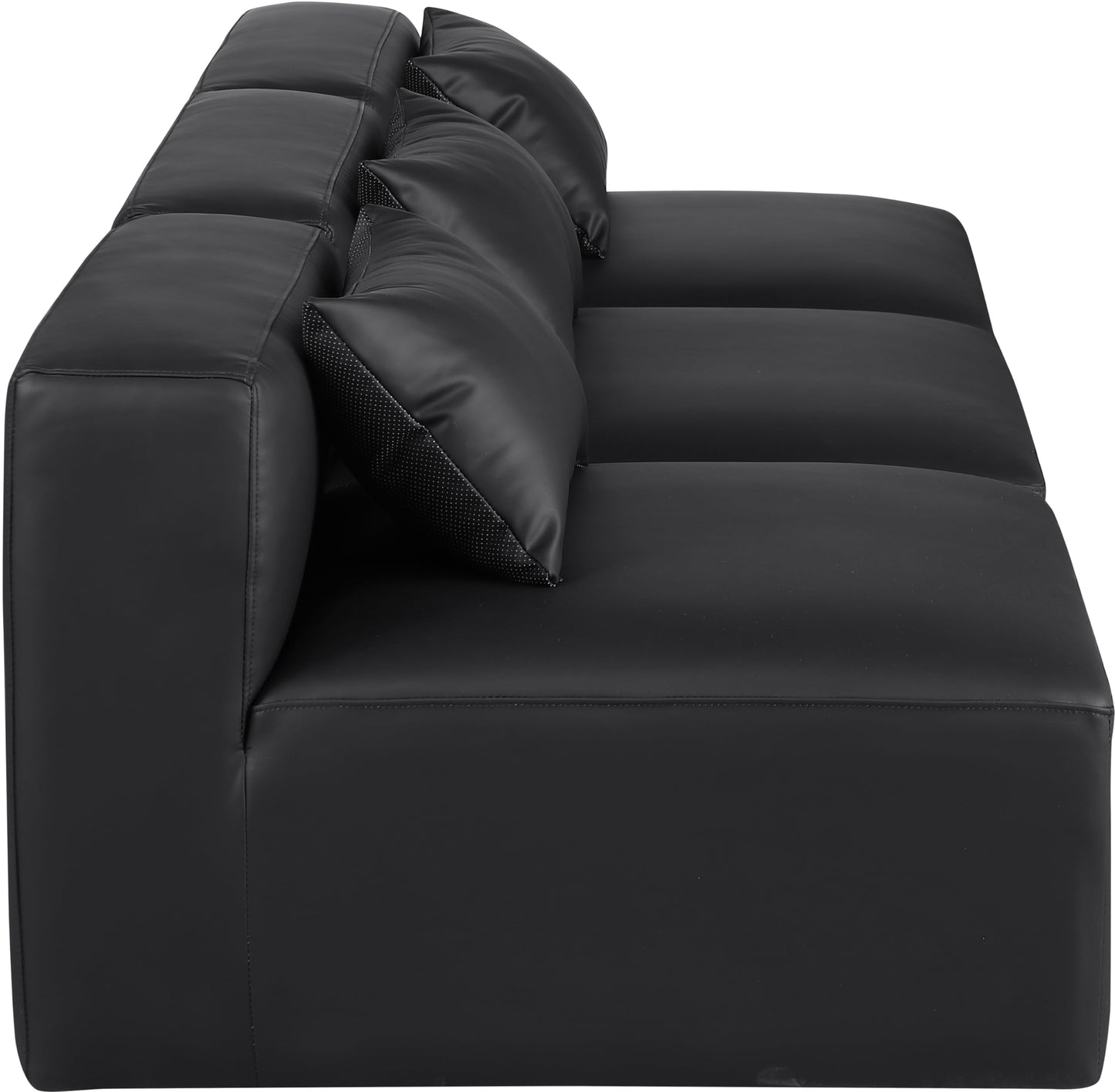 Meridian Furniture 668Black-S108A Cube Collection Modern | Contemporary Modular Sofa with Soft Black Vegan Leather, Modular to Create Infinite Configurations, 108" W x 36" D x 26" H, Black