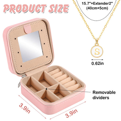 URSKYTOUS Travel Jewelry Case For Women Girls Personalized Small Jewelry Box Cute Mini Jewelry Organizer Holder for Women Birthday Gift for Girlfriend Wife Couple Gift Anniversary Christmas Gifts(S)