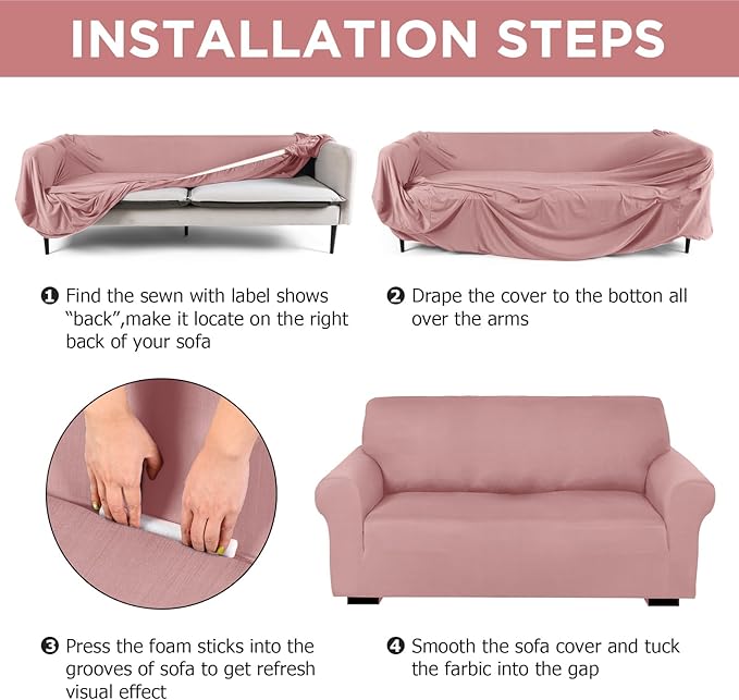 Peryiter 2 Pcs Sofa Covers Couch and Loveseat Covers Set Stretch Sofa Slipcover