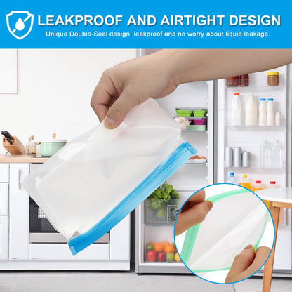 PATIKIL 8.7"x2"x5.3" Reusable Freezer Bag, 3 Pcs Leakproof Zip Food Storage Stand Up Bags Fridge Snack Vegetable Fruit Ice Container for Long-Lasting Freshness, Black