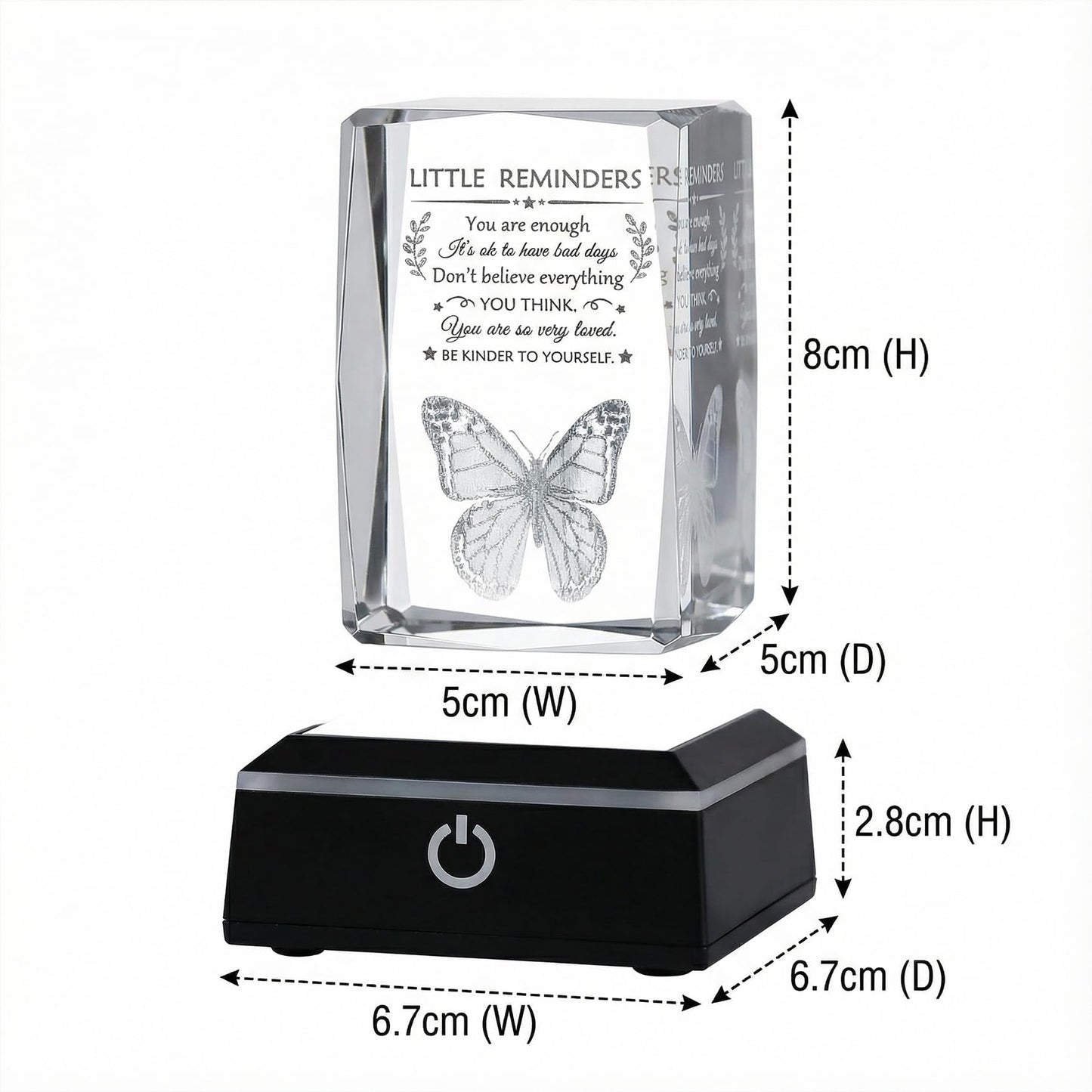 Movdyka Inspirational Gifts 3D Crystal Decor with LED Light Base - Laser Engraved You are Enough, Home/Desk/Room Decor for Teen Girls, Thoughtful Holiday/Thanksgiving/Graduation Gifts for Women Men