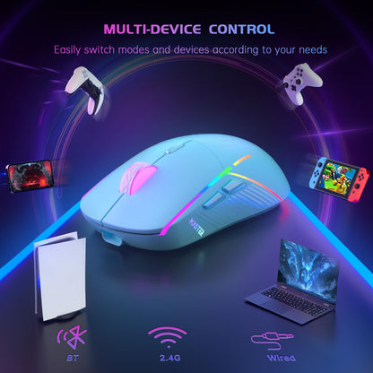 FFJ Wireless Gaming Mouse, 24000 DPI, Tri-Mode 2.4G/USB-C/Bluetooth 5.3 Gaming Mouse Wireless, RGB Programmable Mouse Gamer, 75Hrs Battery Life, Rechargeable Gaming Mice for PC, Mac, PS5, Xbox - Black