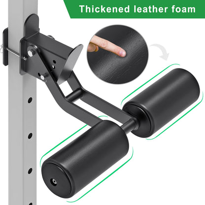 SELEWARE Nordic Hamstring Curl Squat Rack Attachment for 2x2 Power Rack with 5/8" or 1" Hole - Adjustable Leg Hold Down Attachment with Leather Surface for Home Gym Workouts