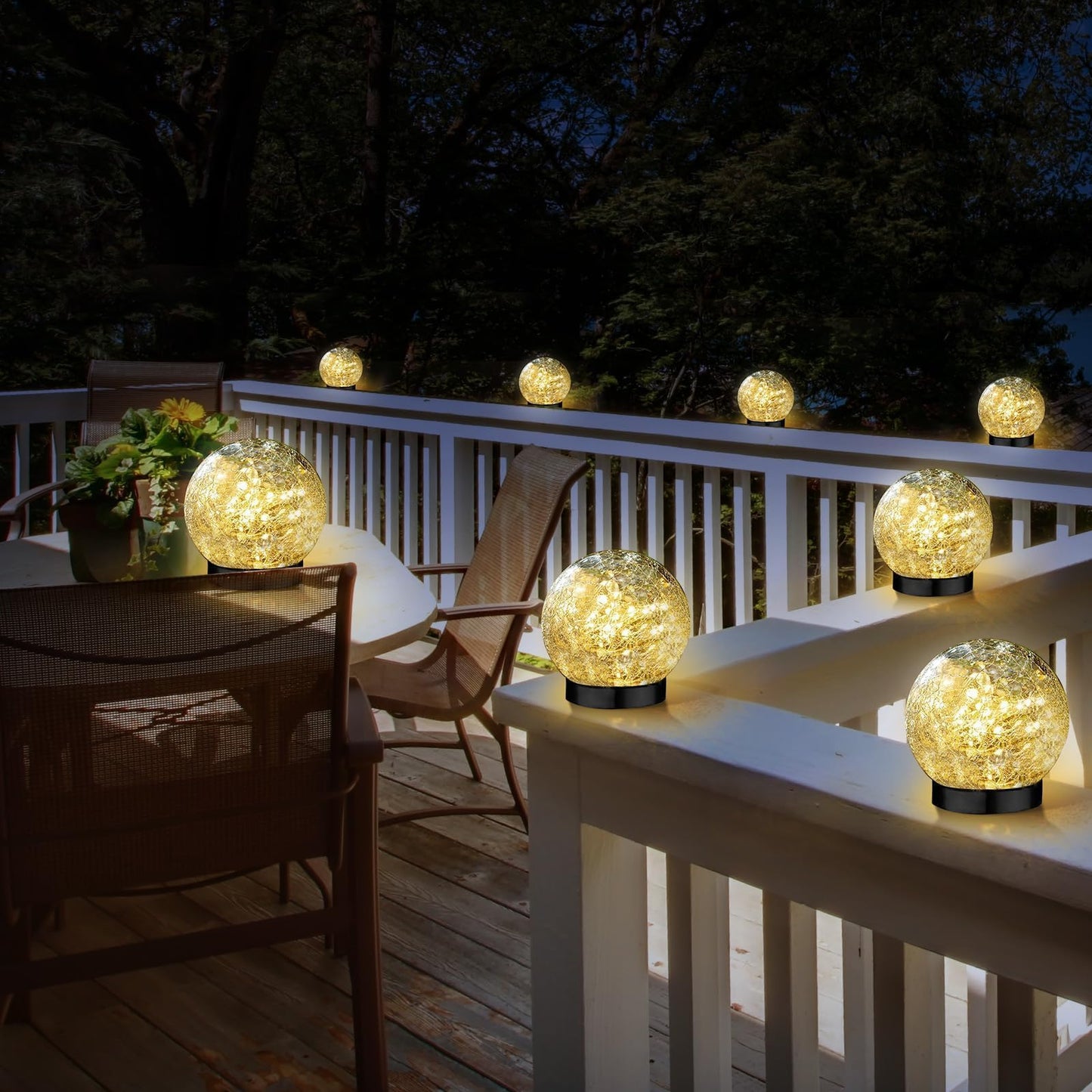 SyouHome Solar Garden Lights Outdoor Waterproof, 4 Pack Cracked Glass Ball Light, Ground Landscape Garden Decor, Solar Globe Decorative for Pathway/Patio/Lawn/Yard (Warm White, 4.7")
