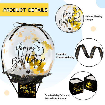 UQM Upgraded Birthday Money Box for Cash Gift Pull, Funny Pull Money Balloon Box Happy Birthday Surprise Set, Birthday Gifts for Women Men Best Friend Girlfriend Wife Sister