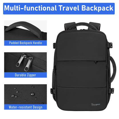 Taygeer Ryanair Cabin Bags 40x30x20 Underseat, Travel Backpack Cabin Size, Rucksack for Plane Hand Luggage Backpack for Travelling, Ryan Air Cabin Bag 40x30x20 with Separate Shoe Pouch, Black