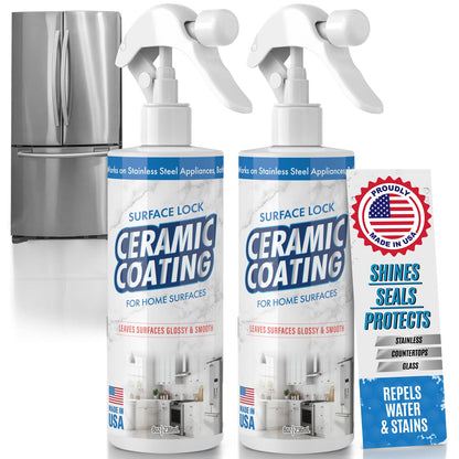 Surface Lock Home Ceramic Coating for Stainless Steel - Prevents Fingerprints on Appliances, Countertops and Any Hard Surface In Your Life - Made in the USA Spray - 8 fl oz - Proof It Works to Seal