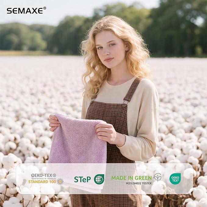 SEMAXE Purple Hand Towels for Bathroom, 100% Cotton Towels