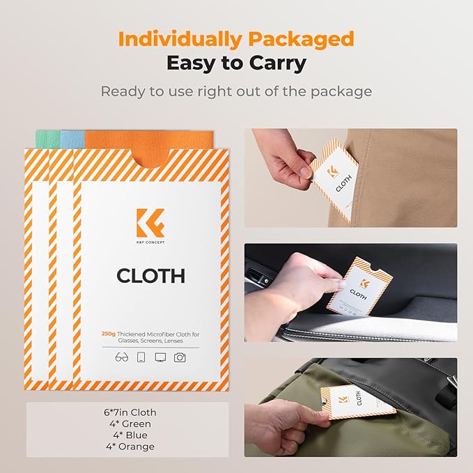 K&F CONCEPT 12 Pack Lens Cleaning Cloth | Microfiber Cleaning Cloth | Glasses