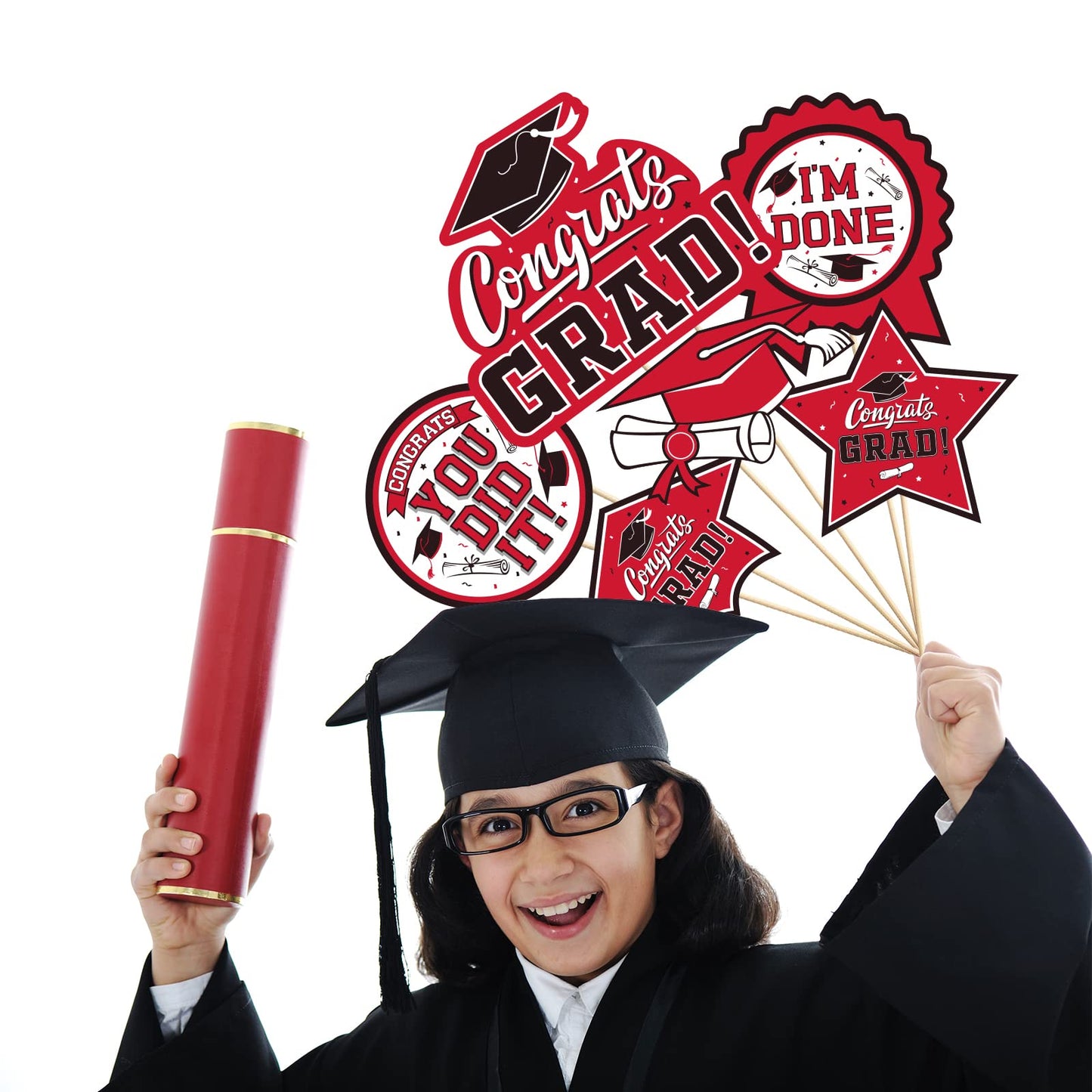 30PCS Graduation Party Decorations Class of 2023 Congrats Grad Table Centerpiece，Graduation Table Decorations，Congratulate Graduation Centerpiece Sticks Table Toppers for Graduation Party
