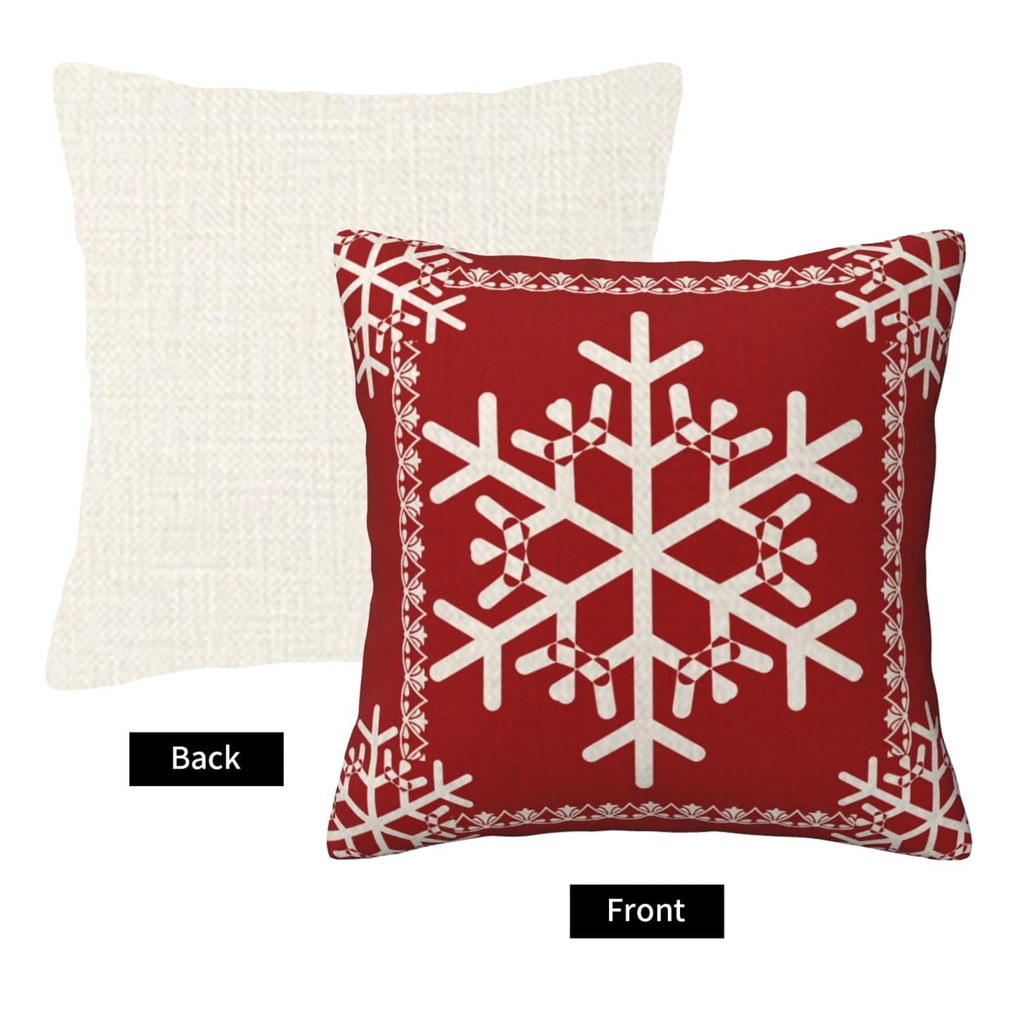 NIDITW Set of 2 Sister Birthday Gift Joy Peace Noel Beautiful Snowflakes Body Red Cotton Burlap Linen Throw Pillow Case Cushion Cover Sofa Outdoor Decorative Square 18X18 Inches