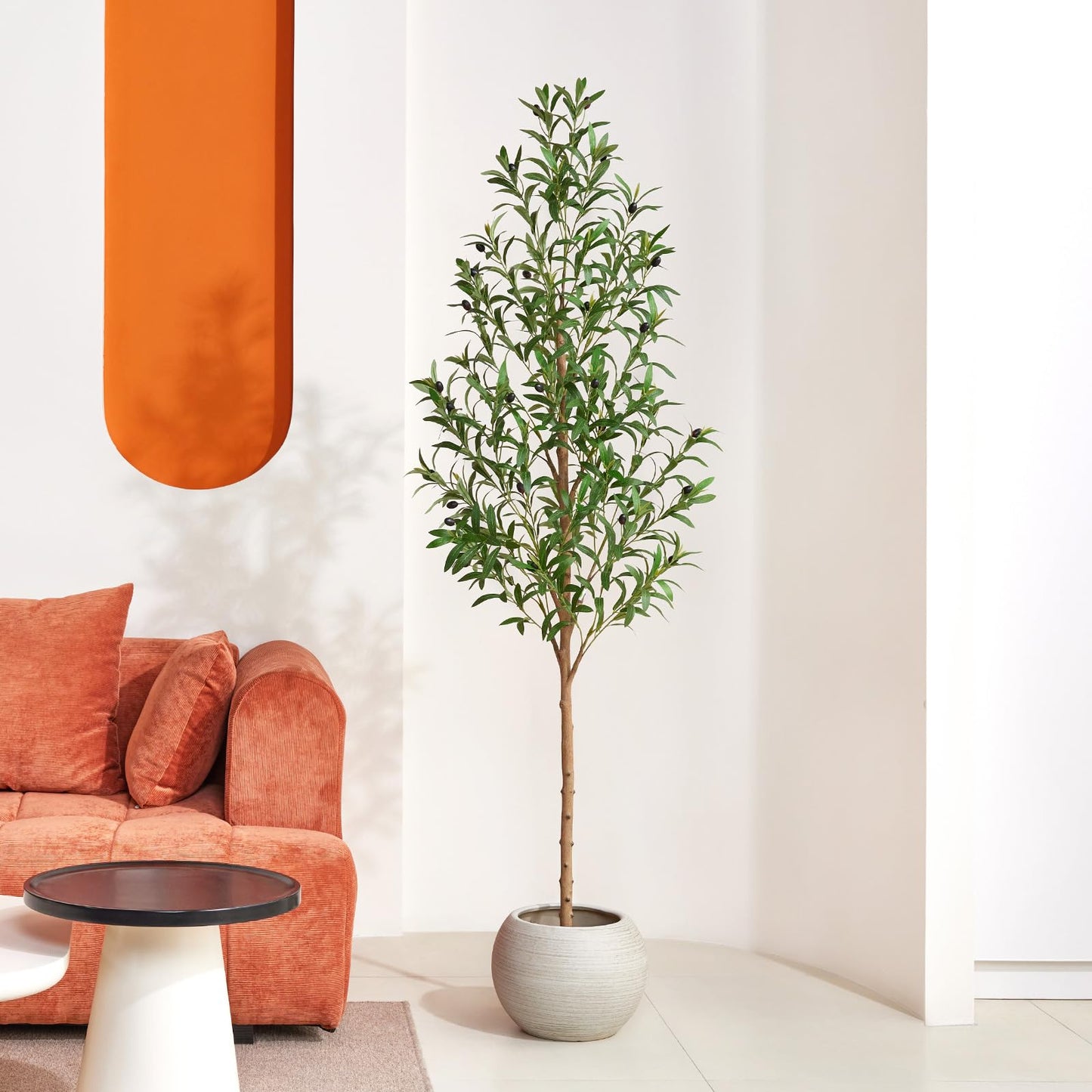 VeriNatural 6FT Artificial Olive Tree Indoor – Real Wood Trunk Tall Faux Olive Tree, Large Fake Potted Plant for Home Decor Living Room& Office Decor,VN245