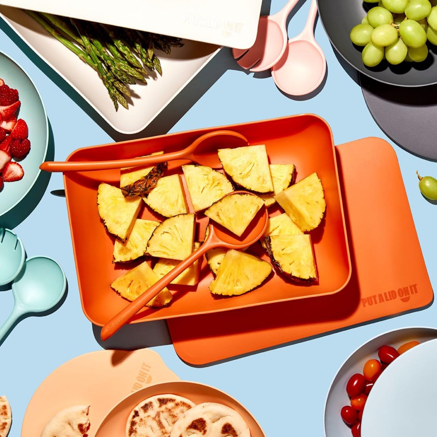 Put a lid on it Large Serving Bowl with Lid - Certified Recycled Food-Safe Plastic, BPA-Free, Dishwasher, Microwave, Fridge and Freezer Safe | 4.96qt | Salt
