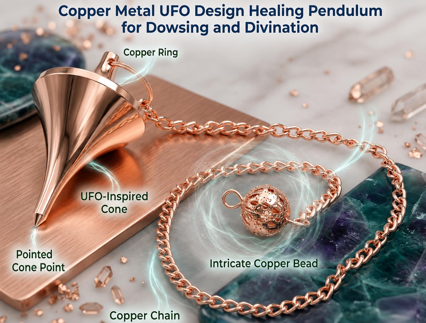Myhealingworld UFO Design Copper Pendulum for Reiki Healing, Dowsing & Chakra Balancing – Space Ship Style Divination Tool for Meditation & Energy Cleansing