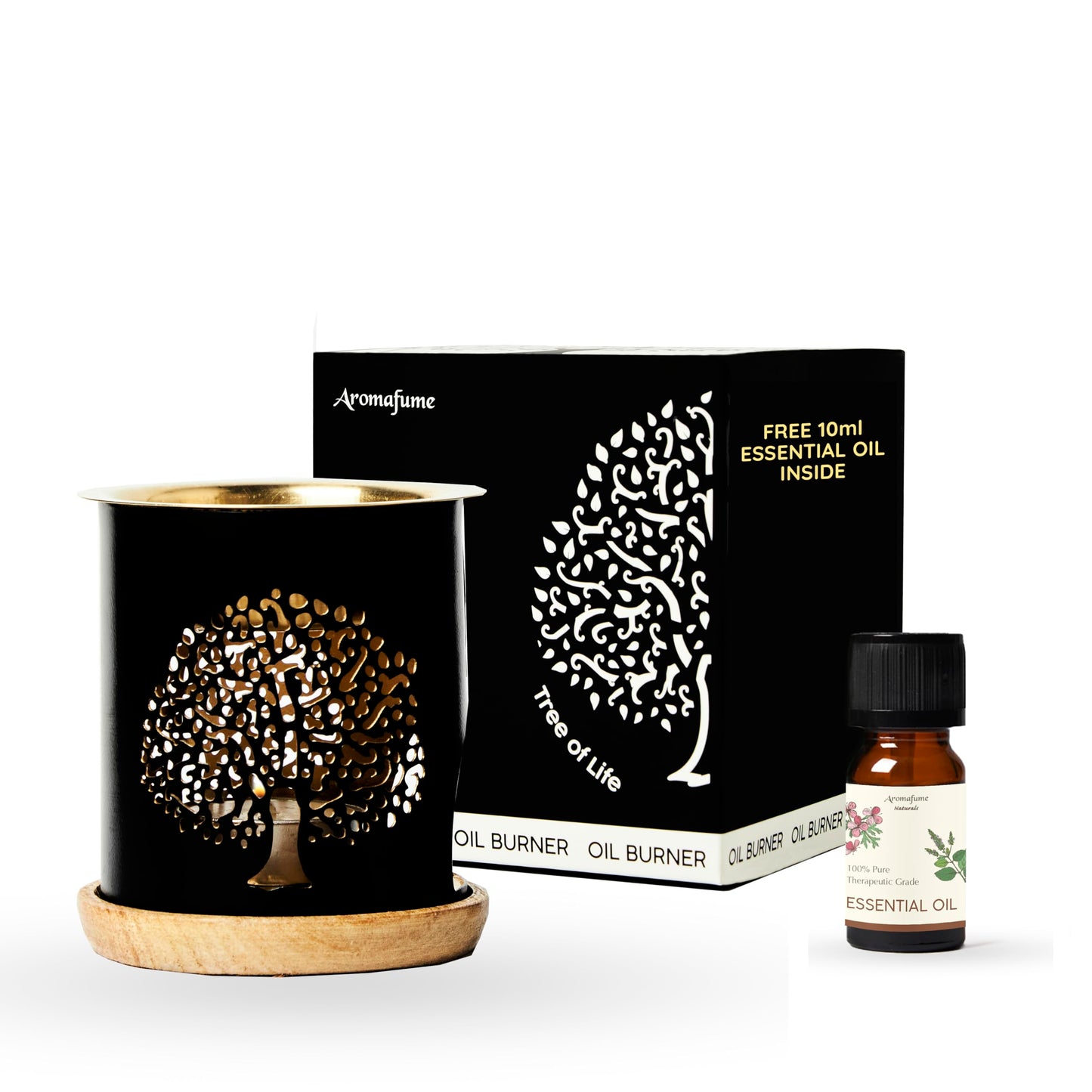 Aromafume Tree of Life Essential Oil Burner | Oil Diffuser with Candle | Brass Burner with 10ml Essential Oil