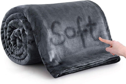MOONLIGHT20015 Fleece Throw Blanket for Sofa - Soft Cosy Fluffy Blankets for Bed, Warm Single Throws for Audlts, Dark Grey, 130x150 cm