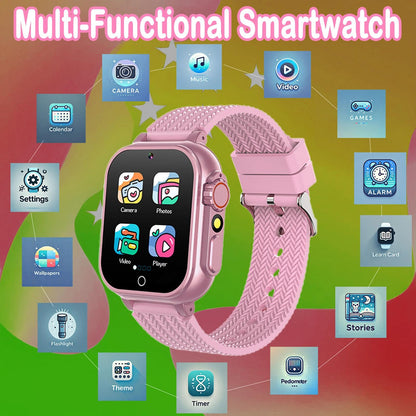 iCHOMKE Kids Smart Watch, Girls Boys Smartwatch with 32 Built-in Games Camera Video Recorder Player,Pedometer,Learning Toys Gifts for 4-10 Years Children (Pink)