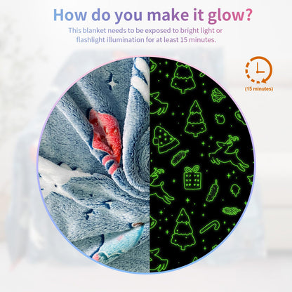 Christmas Blanket for Boys, Christmas Glow in The Dark Blanket for Kids/Toddler/Baby, Soft Fleece Blankets and Throw, Birthday 40"x 60"