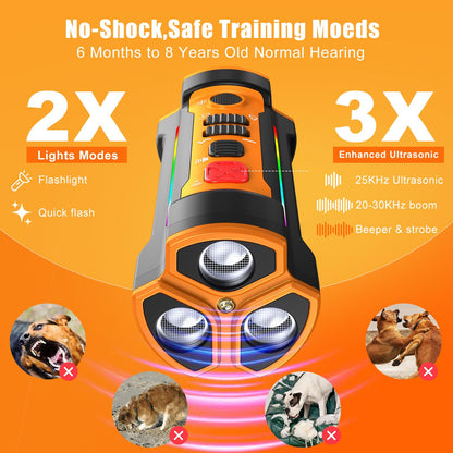 Chwwen Dog Bark Deterrent Devices 2025 Release Anti Barking Device for Dogs Barking Silencer in 55FT Indoor Outdoor 3X Head Anti Bark Device with Flashlight &Party Flashlight Portable Training Tool