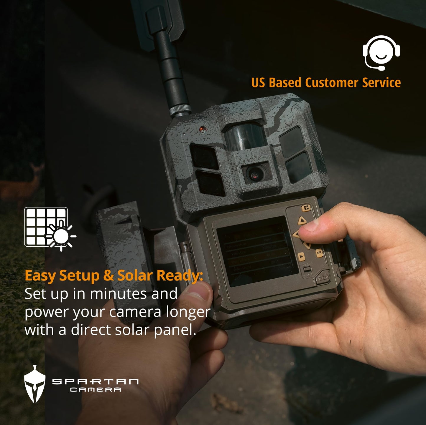 Spartan Camera GoLive3 Best Hunting Trail Camera, Live Streaming, 96° Wide Angle, Motion Activated, On-Demand FHD Photos and 1080p Videos, Built-in Lithium Battery, Blackout IR Flash,GPS, Weatherproof