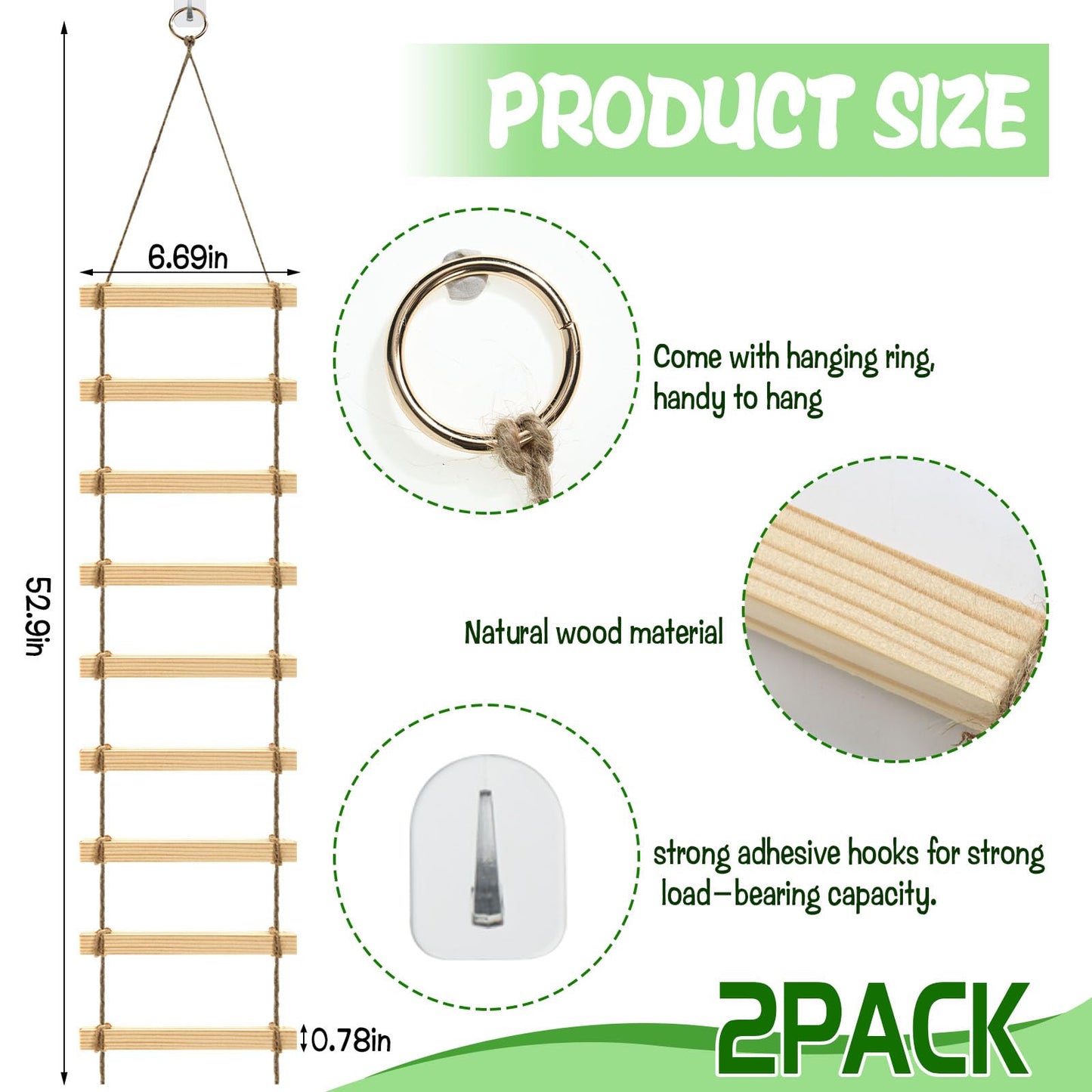 HFYZZ 2Pcs Climbing Plants Trellis - 4.3 ft Wood Ladder Design Plant Support for Indoor & Outdoor House Vine Plant, Wooden Garden Plant Wall Trellis for Monstera, Pothos, Ivy, and More