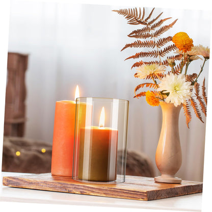SAFIGLE Glass Candle Holder Windproof Shade 2Pcs Glass Cylinder Cover 10X15Cm Household Pillar Candle Cover for Indoor Outdoor Use