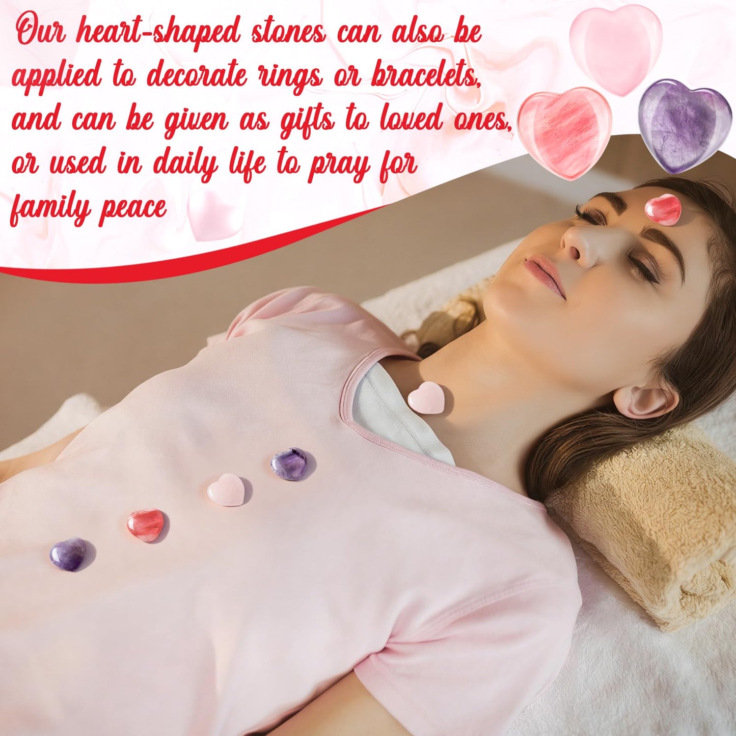 Soulchen 100 Pcs Valentine's Day Heart Healing Stone Bulk Inspirational Worry Love 0.8 Inch Quartz Heart Inspirational Stones Gift for Women Valentines Gift Natural Energy Balancing Meditation