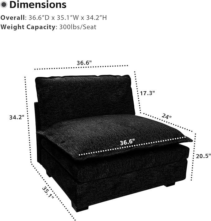 mestyl Modular Couch Single Seat, DIY U Shaped Couch & L Shaped Modular Sectiona