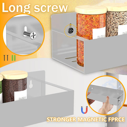 Magnetic Spice Rack Organizer for Fridge Seasoning Organizer for Kitchen storage with Screw Magnetic Shelf with Hook for Refrigerator and Oven (6pack)