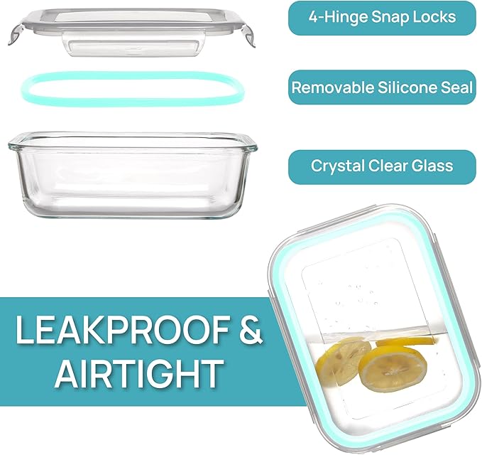 Vtopmart 5 Pack 35oz Glass Food Storage Containers