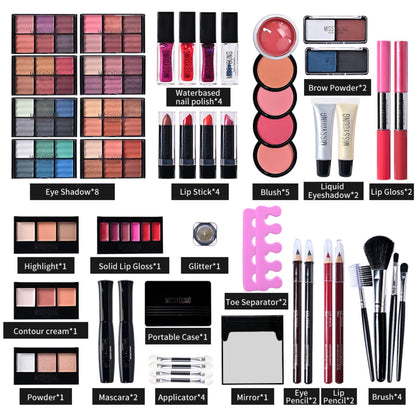 FantasyDay All-in-one Holiday Make up Gift Set | Makeup Kit for Women Full Kit Essential Starter Bundle Include Eyeshadow Palette Lipstick Blush Foundation Concealer Face Powder Mascara Lipgloss Brush