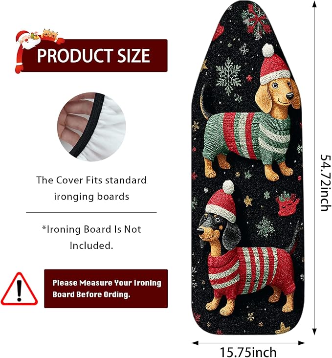Nuxovilar Ironing Board Covers Winter Dogs in Sweaters Pattern Polyester 15x54