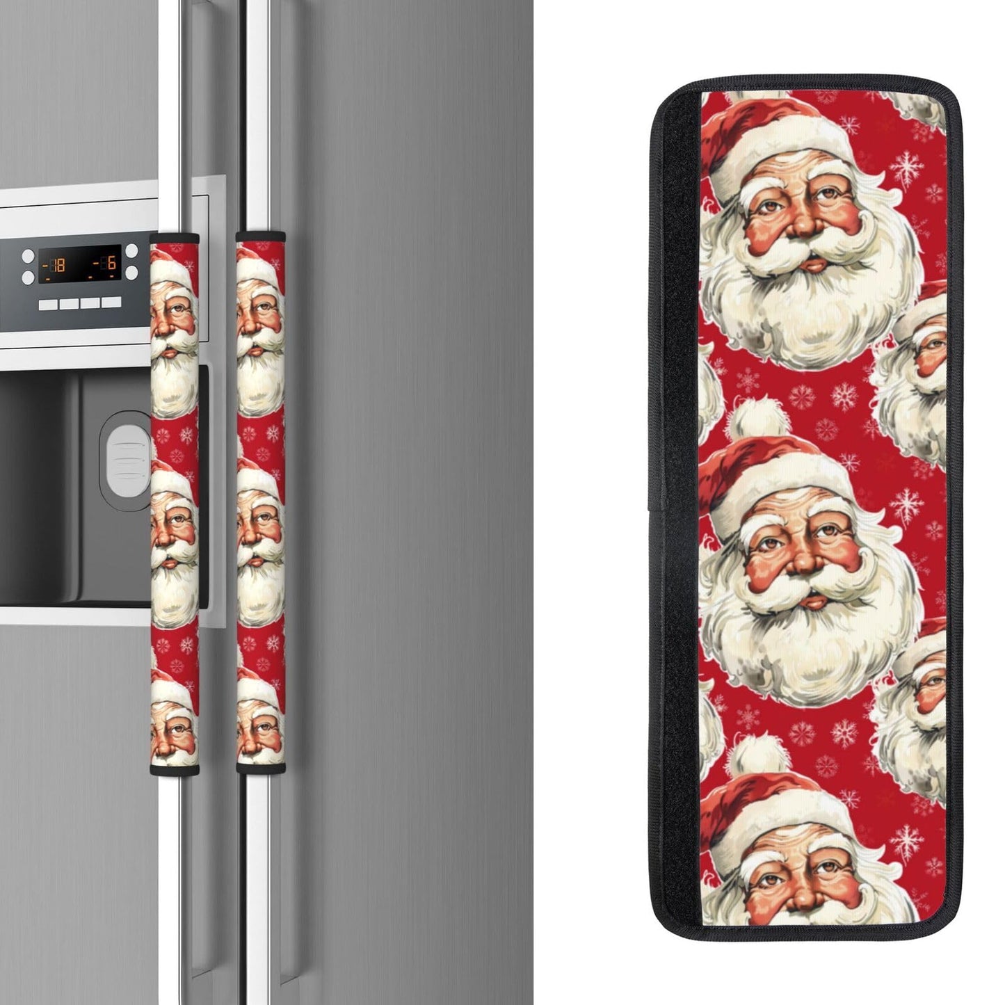Buyidec Refrigerator Door Handle Covers Christmas Santa Claus Fridge Handle Cover Washable Dishwasher Microwave Fridge Oven Door Decor Handle Cover Keep Your Kitchen Appliances Clean