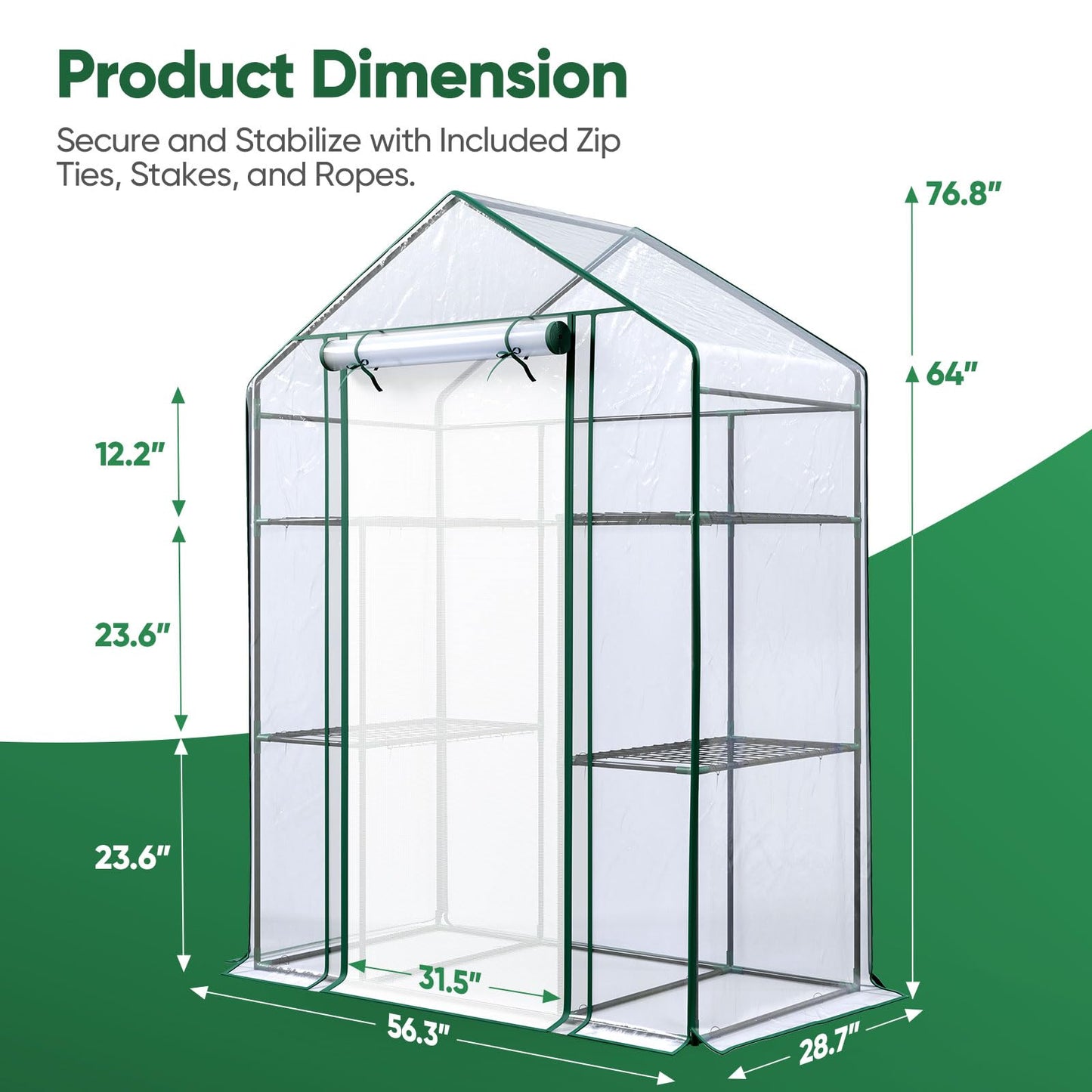 Quictent Essential Walk-in Greenhouse for Outdoors, 56x29x77 inch Portable 3-Tier 4-Shelf Garden Hot House Kit with Plastic Cover for Winter Seed Starting Plant Protection Backyard Patio, Clear